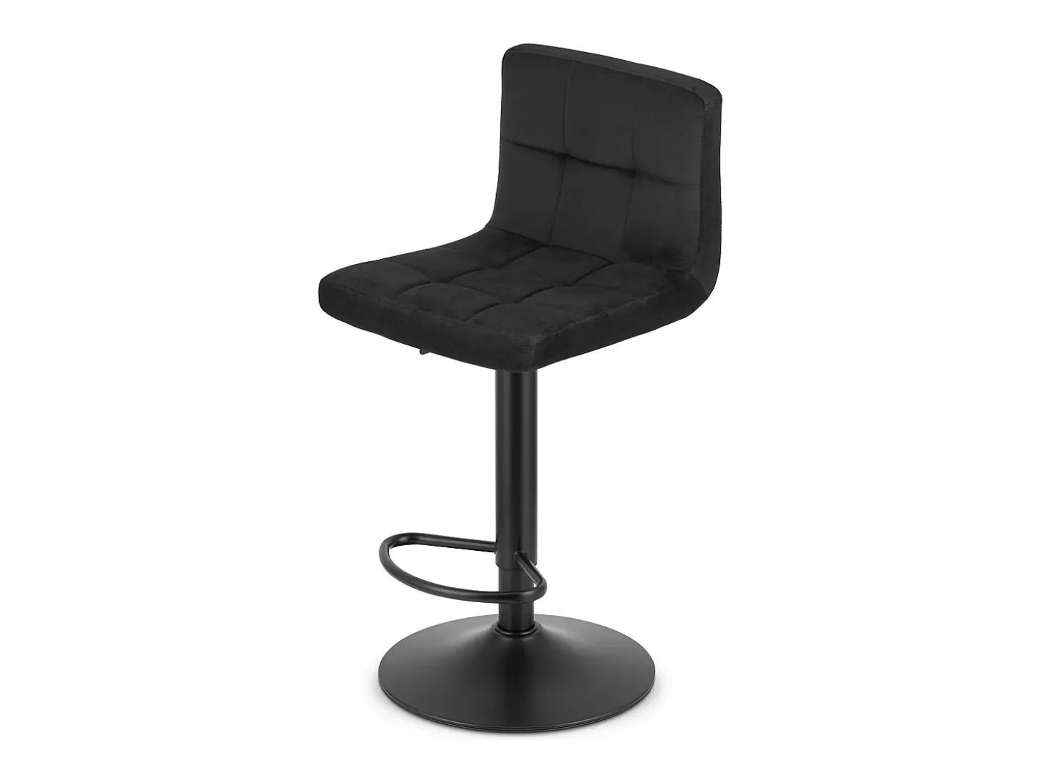 Taburete giratorio Valora HAXU, terciopelo negro, ajustable
