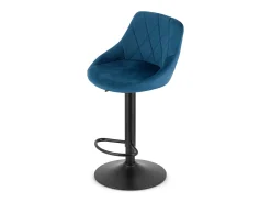 Taburete giratorio Valora DAKA, terciopelo azul marino, base negra