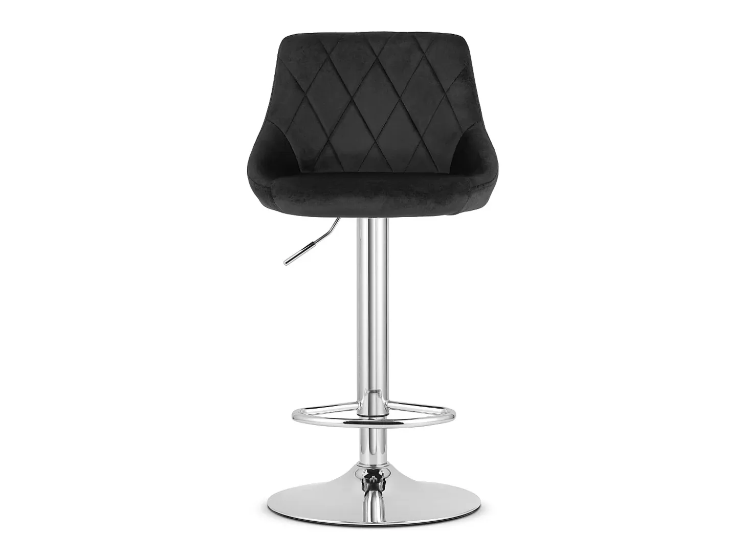 Taburete giratorio Valora DAKA, terciopelo negro, base cromada