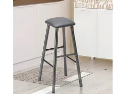 Taburete industrial de metal con cojín de polipiel Hardness - Gris