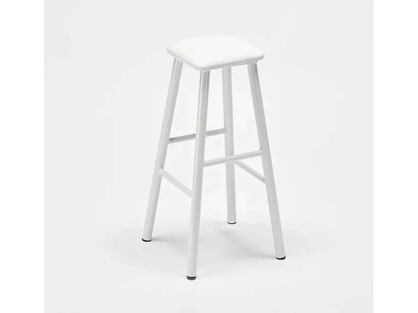 Taburete industrial de metal con cojín de polipiel Hardness - Blanco