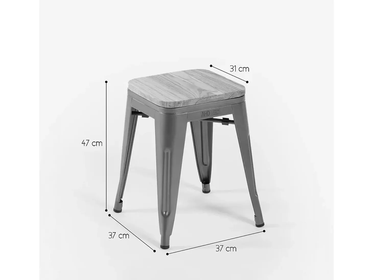 taburete industrial metal bar cocina madera steel rocket wood - Azul