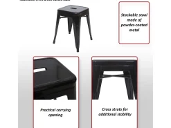 Taburete MCW-A73 (set de 2), negro