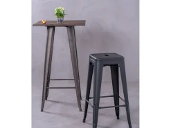 Taburete metálico en acero lacado (76cm) - Bistro - Negro