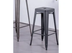Taburete metálico en acero lacado (76cm) - Bistro - Negro