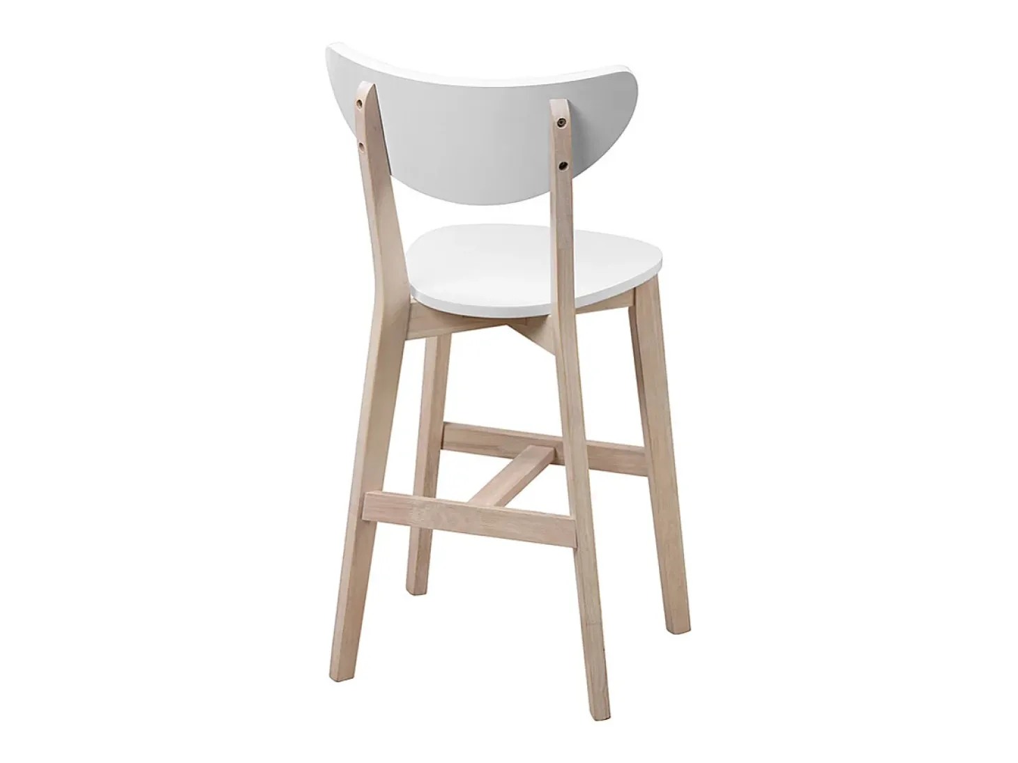 Taburete nórdico blanco y madera 65cm lote de 2 LEENA