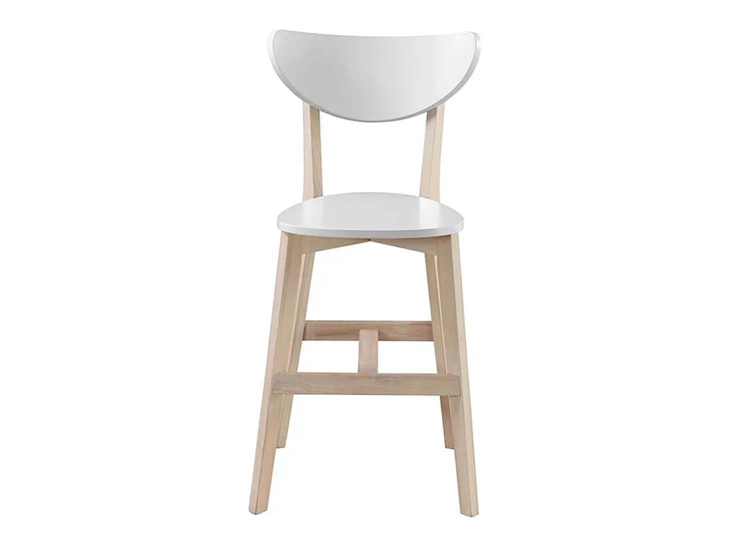 Taburete nórdico blanco y madera 65cm lote de 2 LEENA
