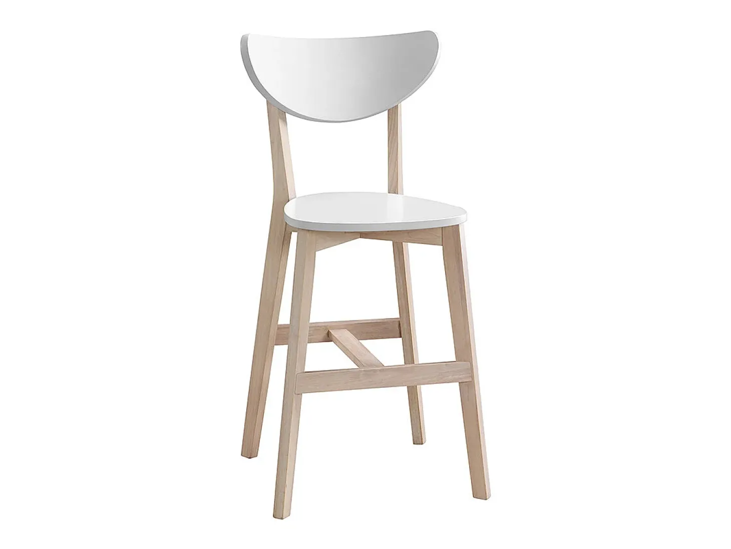 Taburete nórdico blanco y madera 65cm lote de 2 LEENA