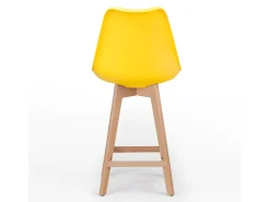 Taburete nórdico con cojín de polipiel amarillo limón y patas de haya clara Tula 67 cm