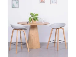 Taburete nórdico con patas de madera de haya (63cm) - Daxer - Gris Claro