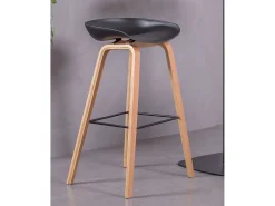 Taburete nórdico con patas de madera de haya (75cm) - Daxer - Negro