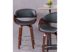 Taburete nórdico en madera de nogal con cojín de polipiel (66cm) - Burrow - Negro