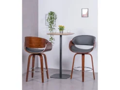 Taburete nórdico en madera de nogal con cojín de polipiel (66cm) - Burrow - Negro