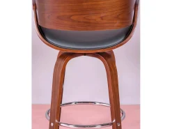 Taburete nórdico en madera de nogal con cojín de polipiel (66cm) - Burrow - Negro