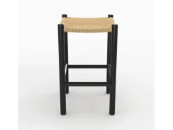 Taburete para isla central 65 cm de teca negra y ratán - Kaïa