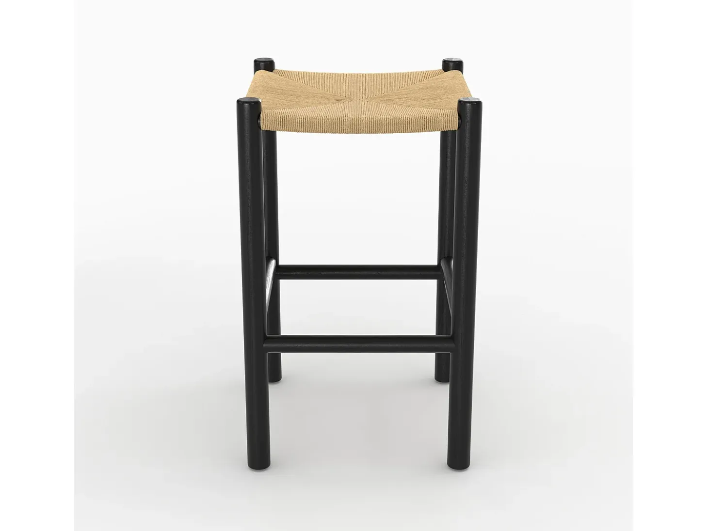 Taburete para isla central 65 cm de teca negra y ratán - Kaïa