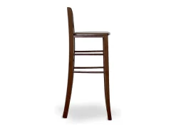 Taburete snack h 80 cm en madera de nogal oscuro con mango y asiento de madera maciza