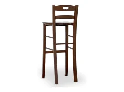 Taburete snack h 80 cm en madera de nogal oscuro con mango y asiento de madera maciza