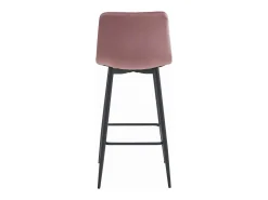 Taburete Valora POZZA de terciopelo rosa oscuro con patas negras para cocina (x3)