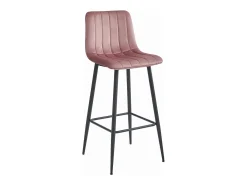Taburete Valora POZZA de terciopelo rosa oscuro con patas negras para cocina (x2)