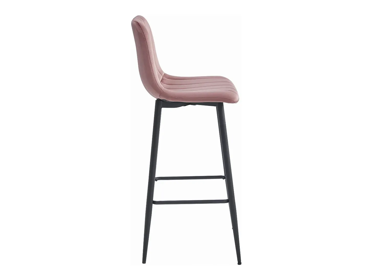 Taburete Valora POZZA de terciopelo rosa oscuro con patas negras para cocina (x2)