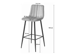 Taburete Valora POZZA de terciopelo negro, diseño ergonómico para cocina (x2)