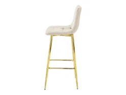 Taburete Valora TEOTO de terciopelo beige con patas doradas para cocina (x3)