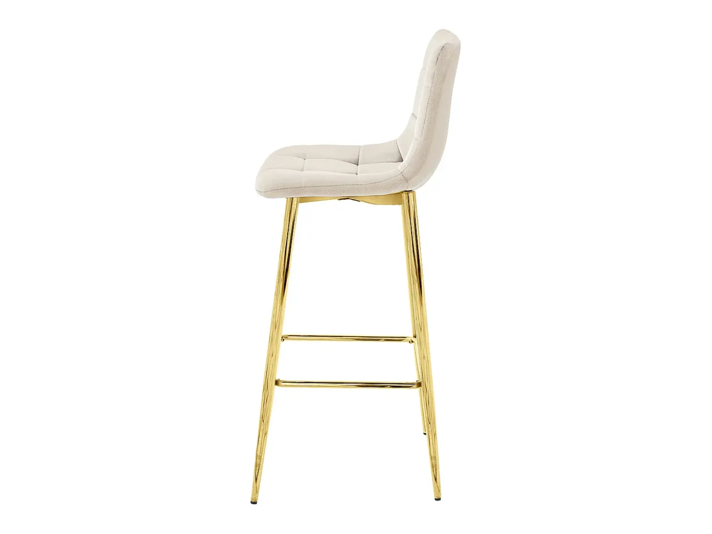 Taburete Valora TEOTO de terciopelo beige con patas doradas para cocina (x3)