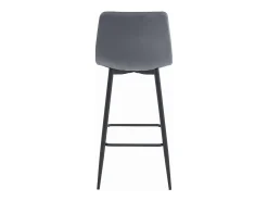 Taburete Valora TEOTO de terciopelo gris oscuro con patas negras para cocina (x4)