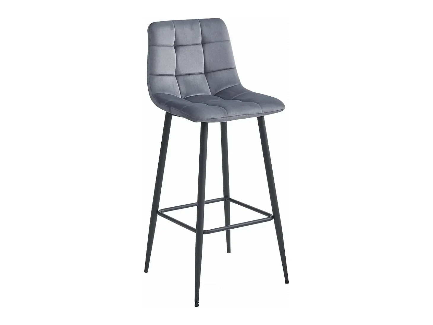 Taburete Valora TEOTO de terciopelo gris oscuro con patas negras para cocina (x3)