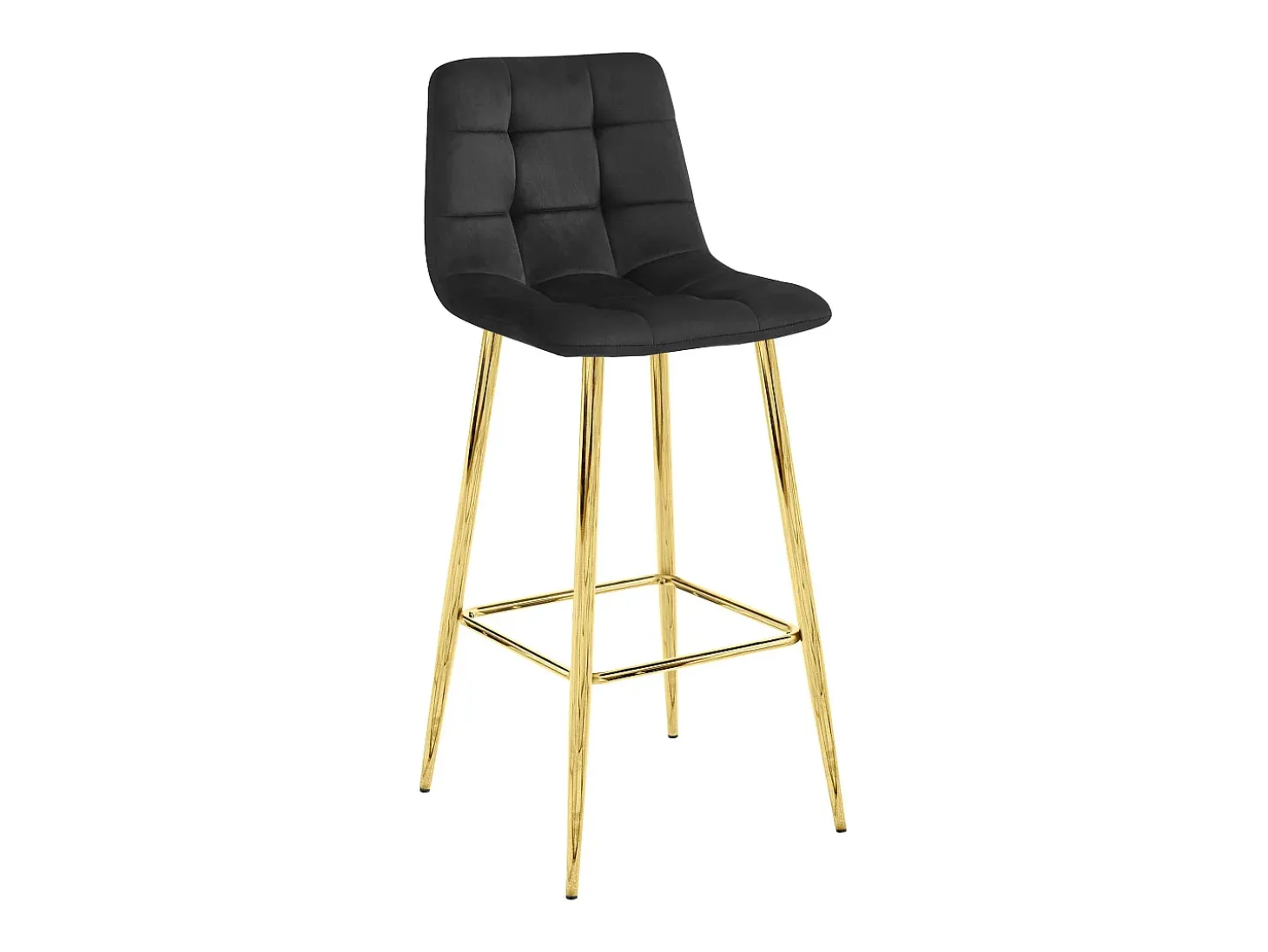 Taburete Valora TEOTO, terciopelo negro, patas doradas (x2)