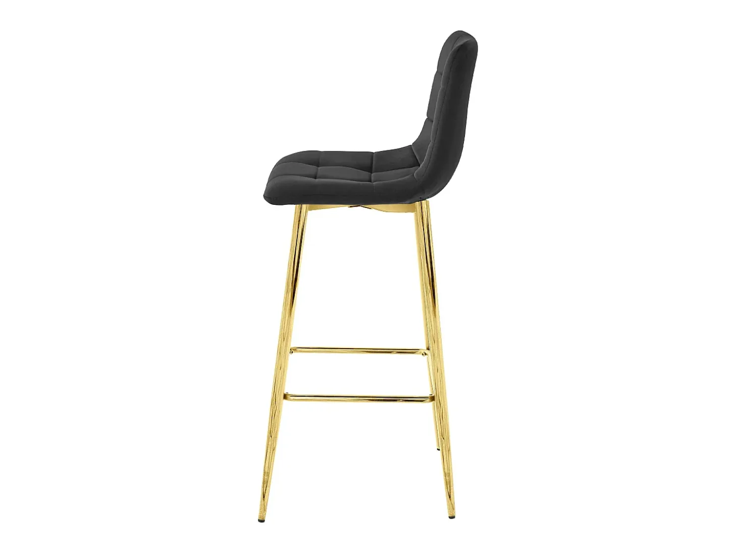 Taburete Valora TEOTO, terciopelo negro, patas doradas, diseño moderno (x4)