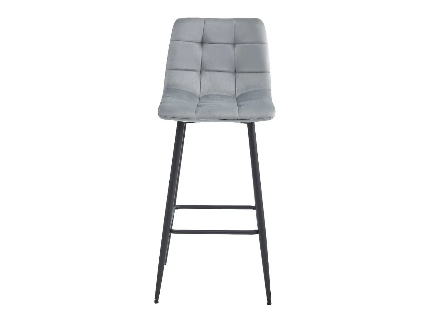 Taburete Valora TEOTO, terciopelo gris plateado, patas negras, para cocina (x2)