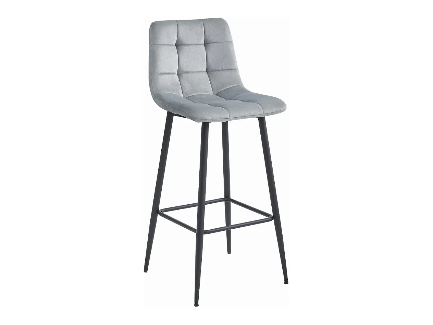 Taburete Valora TEOTO, terciopelo gris plateado, patas negras, para cocina (x2)