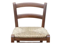 Taburete Venecia en madera de nogal oscuro h 73 con asiento de paja