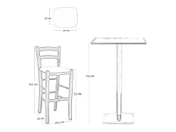 Taburete Venice en madera de nogal oscuro h 73 con asiento acolchado beige/crema