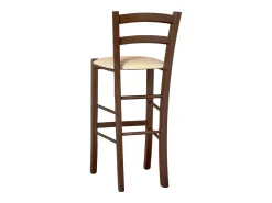 Taburete Venice en madera de nogal oscuro h 73 con asiento acolchado beige/crema