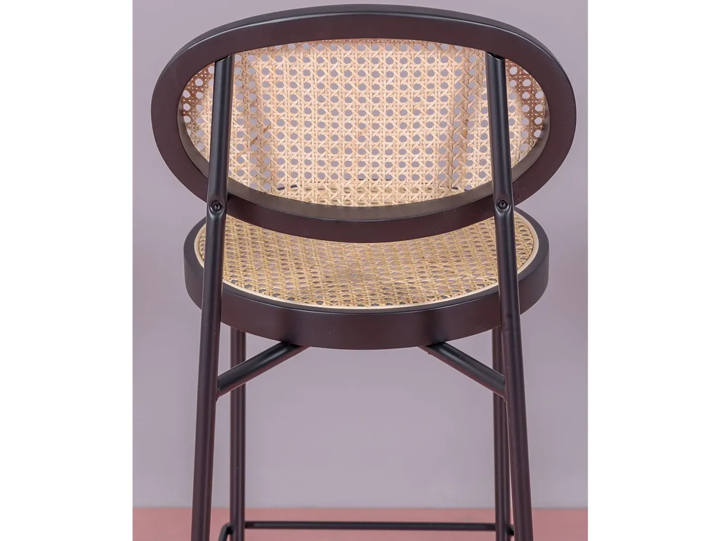 Taburete vintage con diseño clásico en ratán natural (65cm) - North - Negro