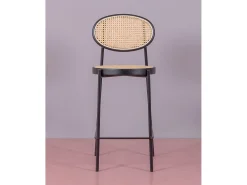 Taburete vintage con diseño clásico en ratán natural (65cm) - North - Negro