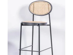 Taburete vintage con diseño clásico en ratán natural - North - Negro