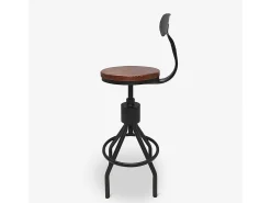 Taburete vintage industrial ajustable para barra de cocina con respaldo Junt