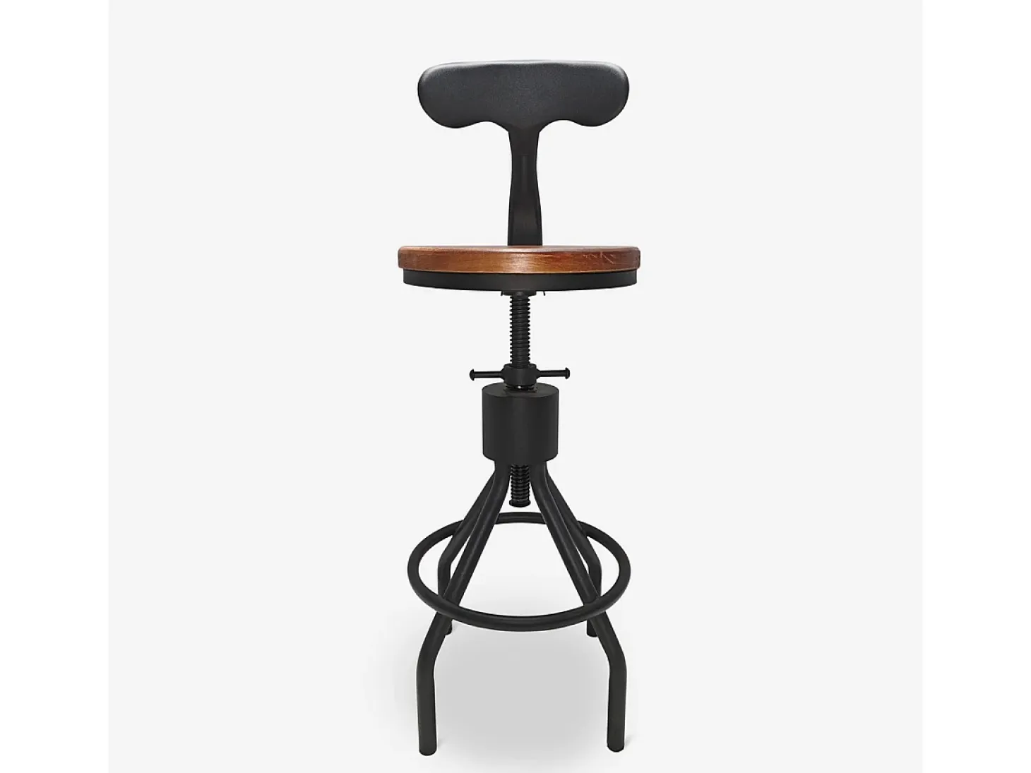 Taburete vintage industrial ajustable para barra de cocina con respaldo Junt