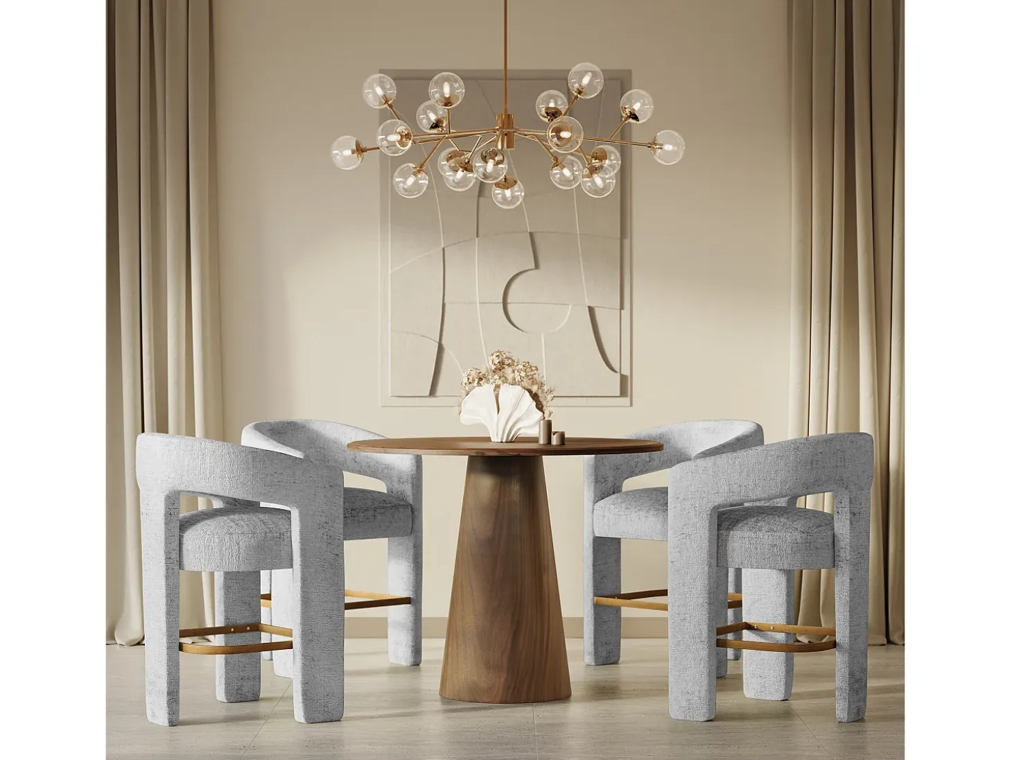 Taburete 61x89x57 cm gris plateado Leith LET71HG