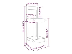 Taburetes altos 2 uds madera maciza pino blanco 40x41,5x112 cm