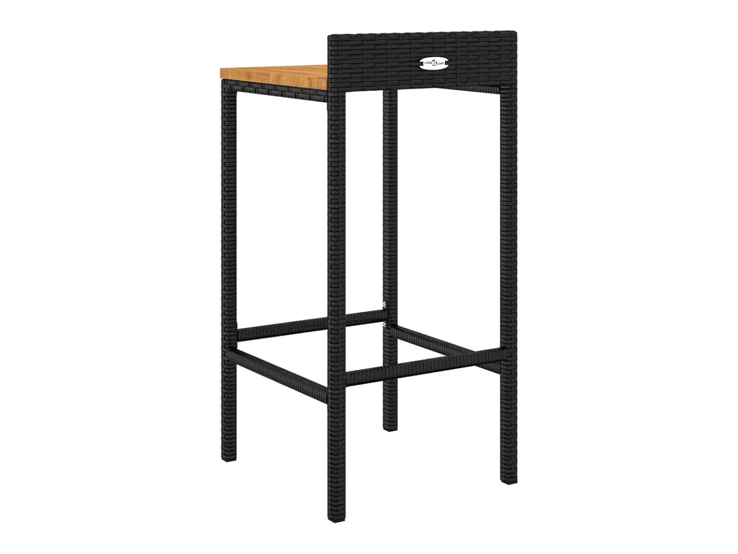 Taburetes altos 4 uds madera de acacia y ratán sintético negro