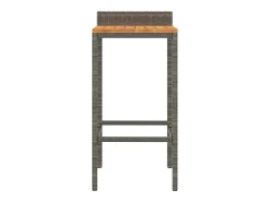 Taburetes altos 2 uds madera de acacia y ratán sintético gris