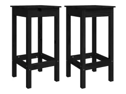 Taburetes altos 2 unidades madera maciza de pino negro 40x40x78 cm