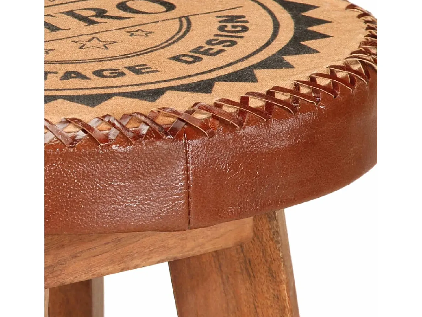 Taburetes de bar 2 piezas de cuero genuino y madera maciza de acacia
