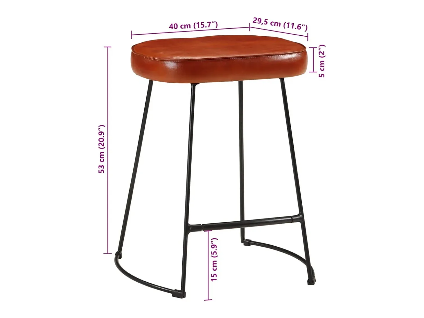 Taburetes de bar 2 uds marrón oscuro 40x29,5x53 cm