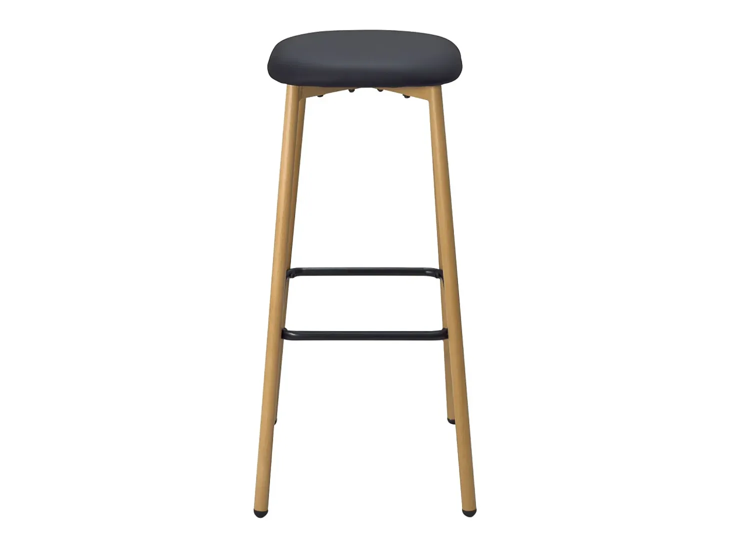 Taburetes de bar, altura del asiento 78 cm, patas de metal imitación haya, lote de 2 NES (Negro)